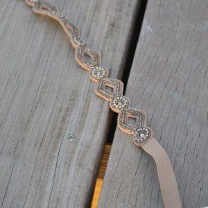 elastic dress belt with beaded detailing